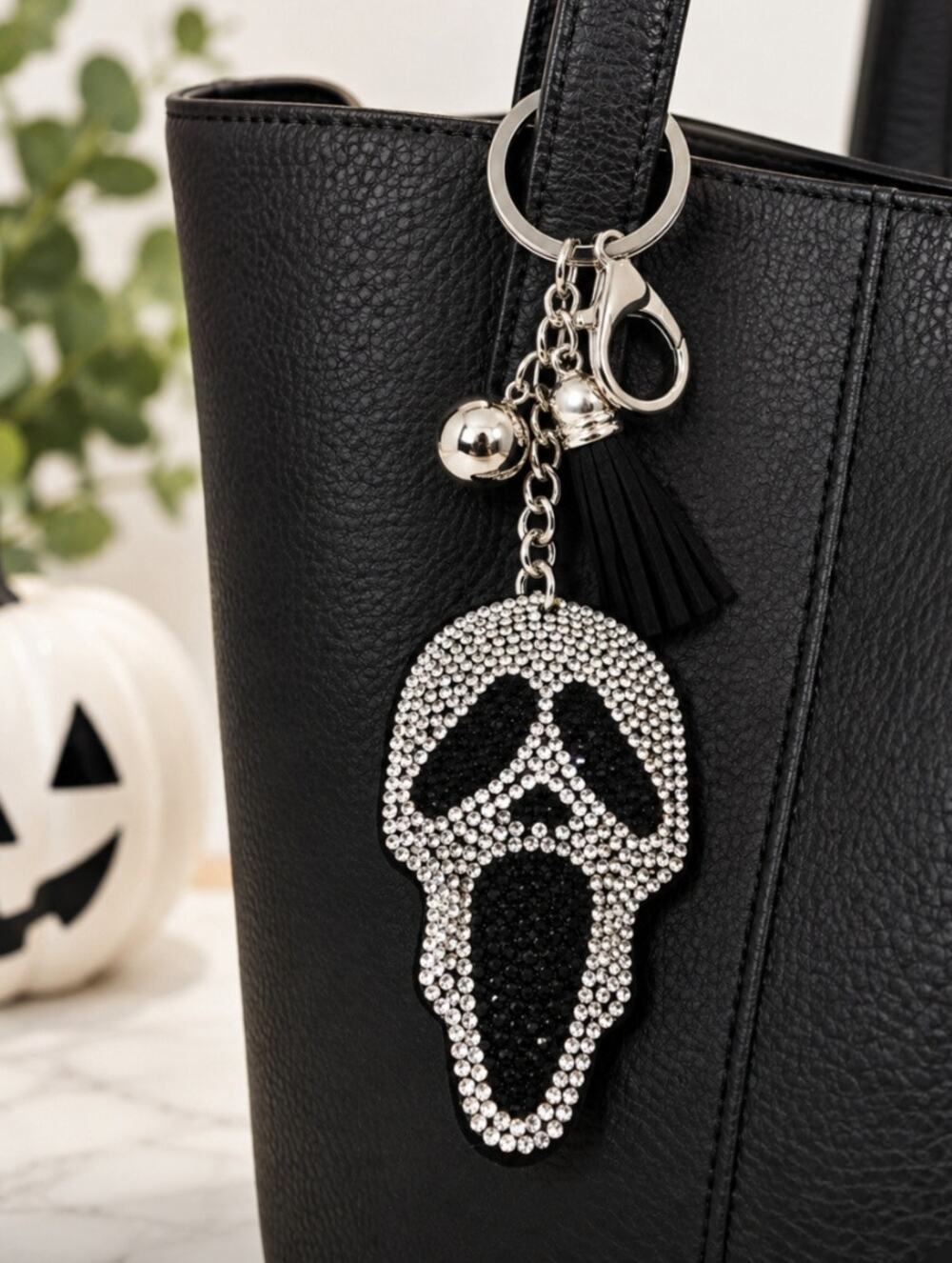 Scream Rhinestone Black Halloween Bag Charm New